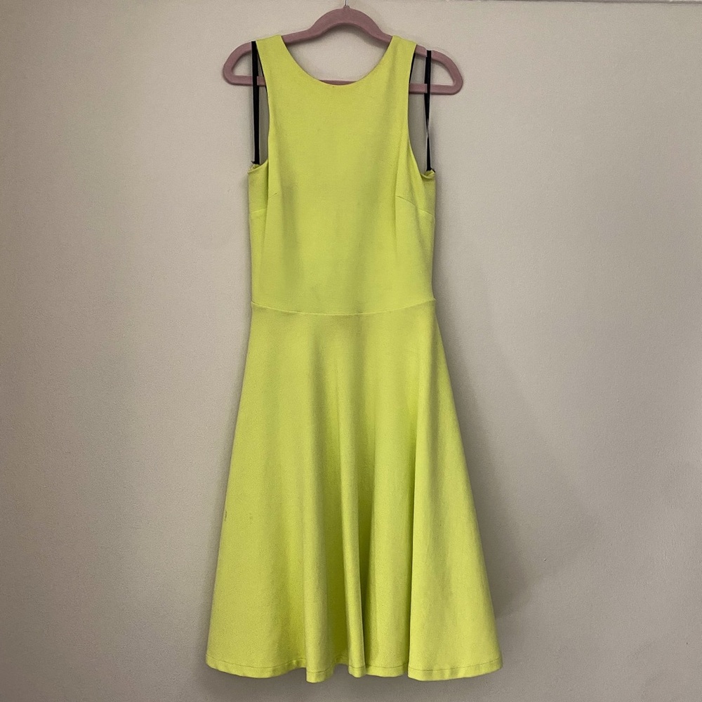 Bebe Fit And Flare Green Yellow Dress Size XS